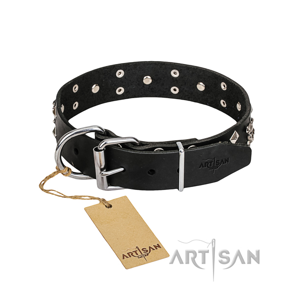 Leather dog collar with polished edges for pleasant daily walking