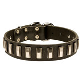 Ornament Dog Collar made of leather for Rottweiler
