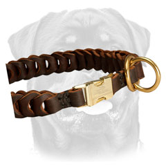 Brass easy quick release buckle fixed in braided leather