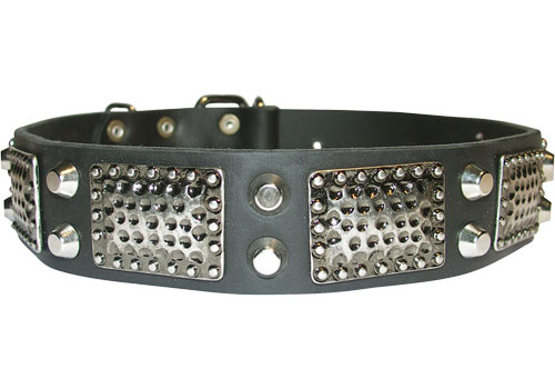 Rottweiler leather Black dog collar