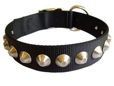Gorgeous Wide Nylon Dog Collar With Nickle Pyramids for Rottweiler dog