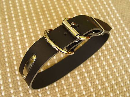 Leather dog collar with id tag for Rottweiler