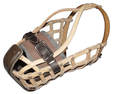 Leather basket agitation dog muzzle for Rottweiler