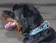 Leather dog collar - Hand painted by our artists - blue-FLAMES
