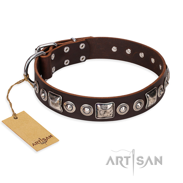 Leather dog collar made of top rate material with rust resistant buckle