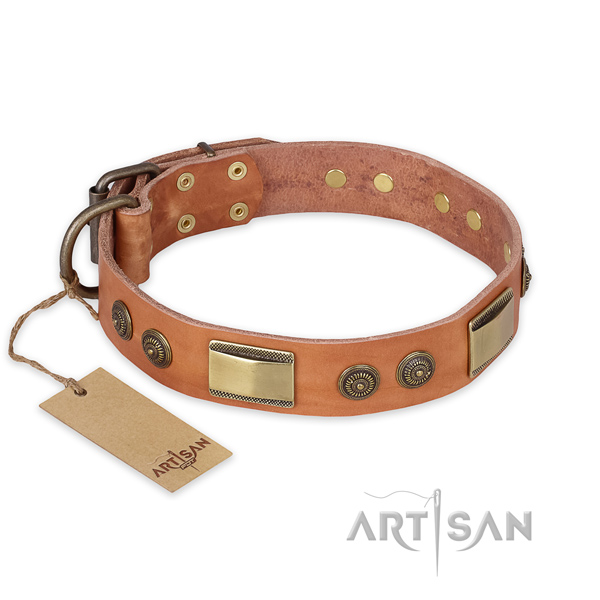 Amazing full grain leather dog collar for comfortable wearing
