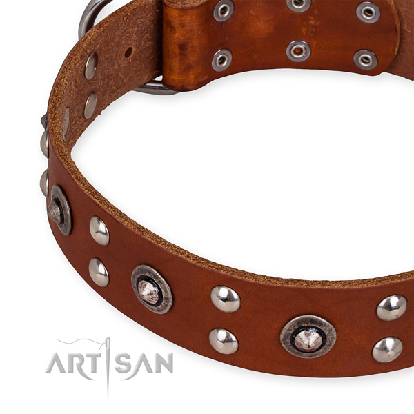 Full grain genuine leather collar with corrosion proof D-ring for your lovely canine