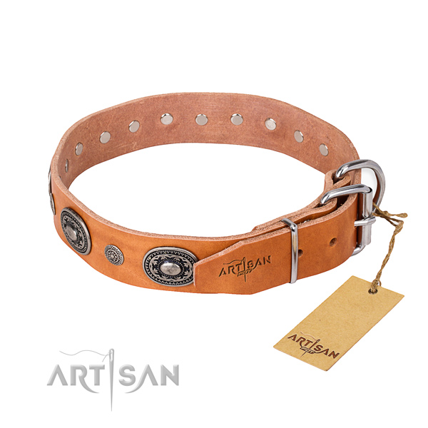 Flexible leather dog collar crafted for fancy walking