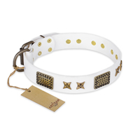 "Hour of Triumph" FDT Artisan White Leather Rottweiler Collar "Hour of Triumph" FDT Artisan White Leather Rottweiler Collar