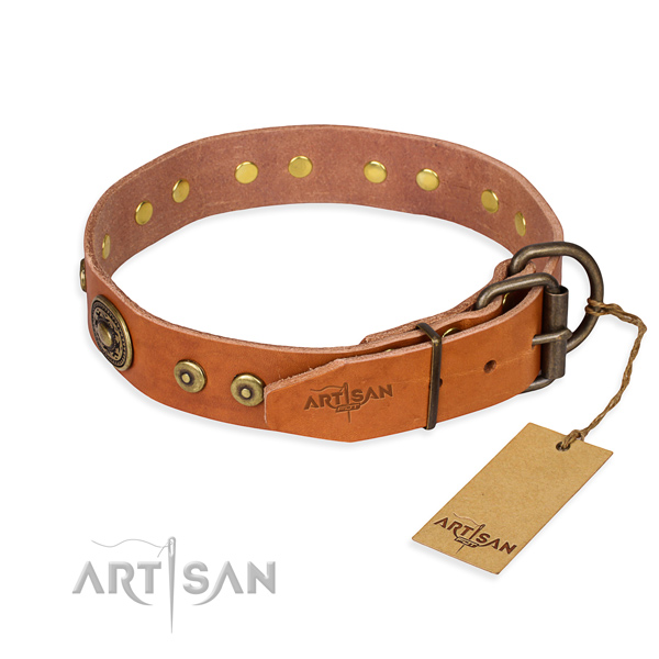 Leather dog collar made of best quality material with corrosion resistant decorations