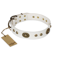 "Adorable Dream" FDT Artisan White Leather Rottweiler Collar "Adorable Dream" FDT Artisan White Leather Rottweiler Collar