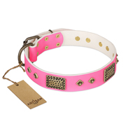 "Frenzy Candy" FDT Artisan Decorated Pink Leather Rottweiler Collar "Frenzy Candy" FDT Artisan Decorated Pink Leather Rottweiler Collar