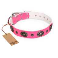 "Flavor of Strawberry" FDT Artisan Flashy Pink Leather Rottweiler Collar "Flavor of Strawberry" FDT Artisan Flashy Pink Leather Rottweiler Collar