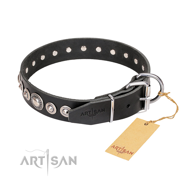 Finest quality decorated dog collar of genuine leather