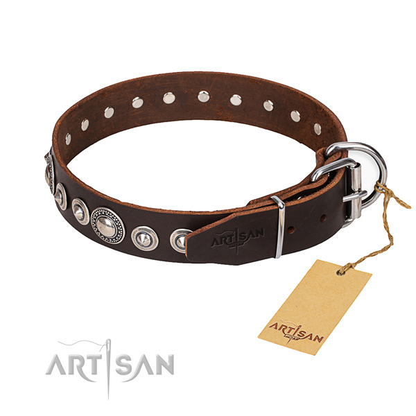 Leather dog collar made of best quality material with reliable hardware