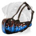 Handpainted Designer Leather Dog Muzzle for Rottweiler