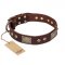 "Loving Owner" FDT Artisan Decorated Leather Rottweiler Collar with Plates and Studs