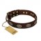 "Chocolate kiss" FDT Artisan Leather Rottweiler Collar with Old Bronze Look Oval Plates