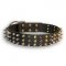 Stylish Rottweiler Spiked Leather Collar with Pyramids
