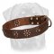 'Spring mood' Leather Dog Collar for Walking in Style