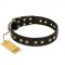 "Rhomb Style" FDT Artisan Decorated Leather Rottweiler Collar with Old Bronze-Plated Studs 1 1/2 inch (40 mm) Wide