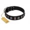 "Silver Spikes" Exclusive FDT Artisan Black Leather Rottweiler Collar