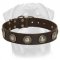 Deluxe Leather Dog Collar with Jewelry for Rottweiler