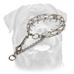 Chrome plated steel pinch prong collar with swivel and quick release snap hook - 50106 (02) 1/8 inch (3.25 mm)