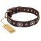 "Extra Pizzazz" FDT Artisan Adorned Brown Leather Rottweiler Collar
