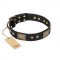 "Jewel Passion" FDT Artisan Fashionable Black Leather Rottweiler Collar