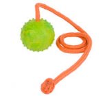 2 1/3 inch (6 cm) K9 Ball with Rope-Activity Dog Toy for Rottweiler