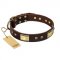 "Rich Fashion" FDT Artisan Decorated Leather Rottweiler Collar with Plates and Studs