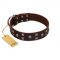 "Brown Shadow" Designer Handmade FDT Artisan Brown Leather Rottweiler Collar