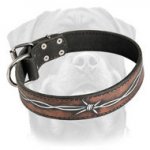 Handpainted by our artists leather best dog collar-Barbed Wire