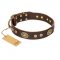 "One-of-a-Kind" FDT Artisan Handmade Decorated Brown Leather Rottweiler Collar