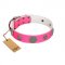 "Pink Elegance" Designer Handmade FDT Artisan Pink Leather Rottweiler Collar