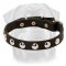 Exclusive Leather Dog Collar with Round Nickel-Plated Studs