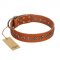"Star Trek" FDT Artisan Tan Leather Rottweiler Collar Decorated with Stars