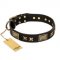 "Passion for Style and Beauty" FDT Artisan Decorated Black Leather Rottweiler Collar