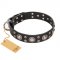 FDT Artisan 'Vintage Necklace' Studded Black Leather Rottweiler Dog Collar - 1 1/2 inch (40mm) wide
