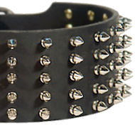 3 inch Spiked Leather Dog Collar for Rottweiler