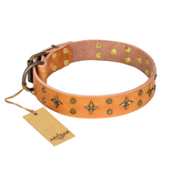 'Top-Flight' FDT Artisan Adorned Tan Leather Rottweiler Collar