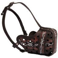 Barbed Wire Drawing on Leather Muzzle-Exclusive Hand-painted Muzzle Introduction