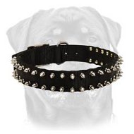 Black Nylon Spiked Dog Collar-Premuim Quality Nylon Dog Collar With 2 Rows Of Spikes