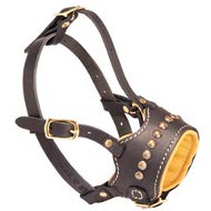 Designer Leather Dog Muzzle-Fashion Studded Rottweiler Muzzle