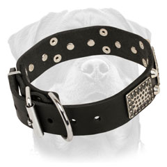 Awesome Leather Rottweiler Collar     Equipped with Solid Buckle