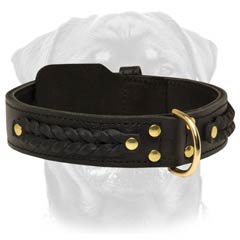 Braided leather dog collar