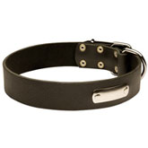 	
Leather dog collar for Rottweiler with free ID tag
