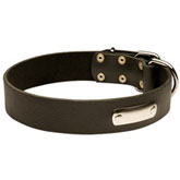 	
Leather dog collar for Rottweiler with free ID tag
