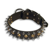 3 Rows Leather Spiked and Studded Dog Collar for Rottweiler